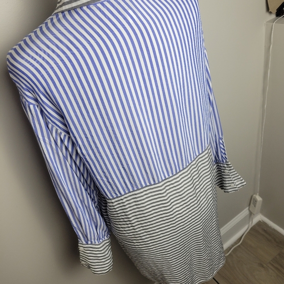 Sen Striped Button Up Oversized Hi-Lo Small - Picture 8 of 11